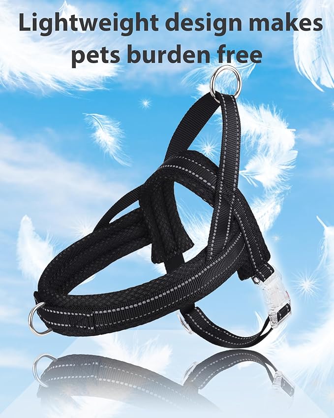 Black Small Dog Harness No Pull Dog Harness for Small Dogs Puppy Harness with Breathable Mesh Padded Adjustable Reflective Lightweight Escape Proof Dog Harness Small Sized Dog Easy Walk