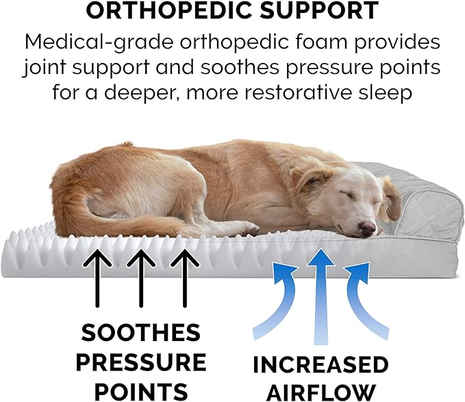 Furhaven Orthopedic Dog Bed for Medium/Small Dogs w/ Removable Bolsters & Washable Cover 35 lbs