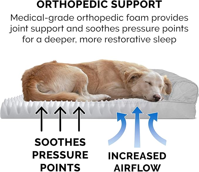 Furhaven Orthopedic Dog Bed for Large/Medium Dogs w/ Removable Bolsters & Washable Cover 55 lbs