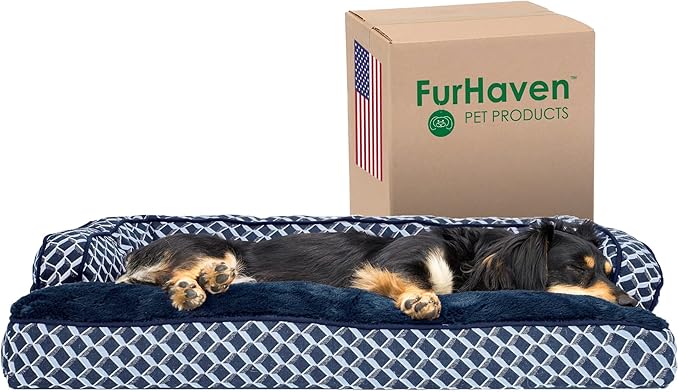 Furhaven Pillow Dog Bed for Medium/Small Dogs w/ Removable Bolsters & Washable Cover