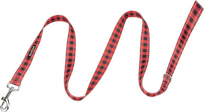 EcoBark Dog Leash - Soft & Reflective Comfort Leash with Padded Handle - Strong Durable Heavy Duty - Training and Pulling for Small, Medium or Large Dogs (Red Buffalo Plaid)