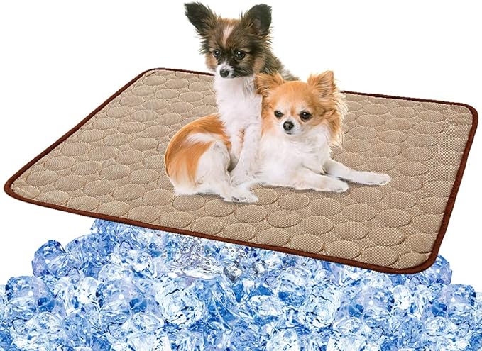 VeMee Cooling Mat Pad for Dogs Cats Ice Silk Mat Cooling Blanket Cushion for Kennel/Sofa/Bed/Floor/Car Seats Cooling (L: 28 x 22 inches
