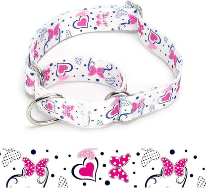 Martingale Dog Collars - Flower Multicolor Cute Patterns, Adjustable Nylon Training Dog Collar Suitable for Boy and Girl Dogs Medium Large Dogs (19, M)