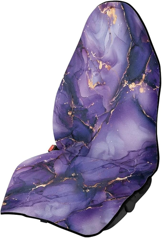 Purple Marble Sweatproof Towel Car Front Seat Cover Non-Slip Bucket Seat Protector Easy to Install Universal Seat Cover for Car