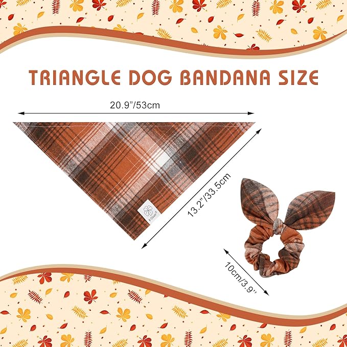 E-Clover Fall Dog Bandana & Matching Scrunchie-Thanksgiving Dog