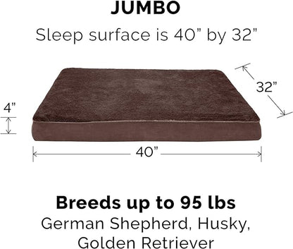 Furhaven Replacement Dog Bed Cover Ultra Plush Faux Fur & Suede Mattress, Machine Washable - Chocolate, Jumbo (X-Large)