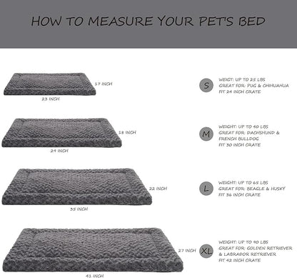 Washable Dog Bed Mat Reversible Dog Crate Pad Soft Fluffy Pet Kennel Beds Dog Sleeping Mattress for Large Jumbo Medium Small Dogs 35 x 22 Inch,