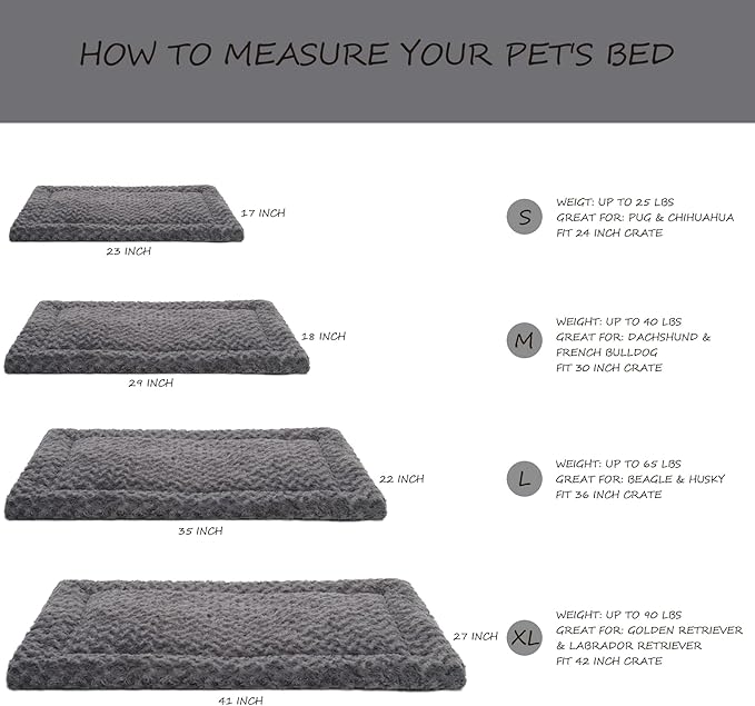Washable Dog Bed Mat Reversible Dog Crate Pad Soft Fluffy Pet Kennel Beds Dog Sleeping Mattress for Large Jumbo Medium Small Dogs 23 x 17 Inch,