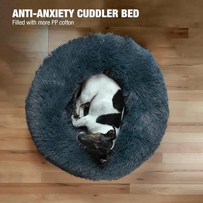 Veehoo Calming Dog Bed Cat Bed 100 lbs 36", Navy