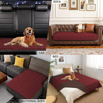 SUNNYTEX Waterproof & Reversible Dog Bed Cover Pet Blanket Sofa, Couch Cover Mattress Protector Furniture Protector for Dog, Pet, Cat (Burgundy+Chocolate), 30*70 inches