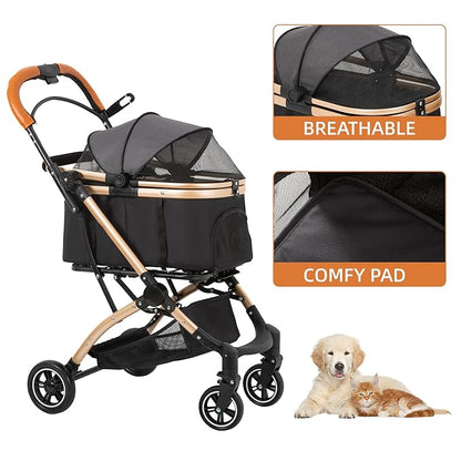4 in 1 Folding Dog Stroller 4 Wheels