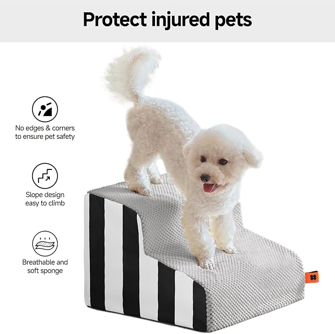 MEWOOFUN Dog Stairs for Small Dogs 2-Tier Dog 50lbs Small