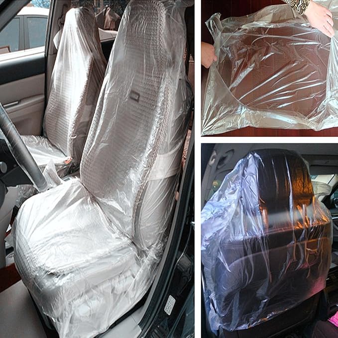 Moyishi Car Disposable Plastic Seat Covers Vehicle Protector (100PCS)