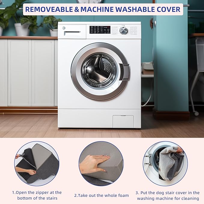 Pettycare Dog Stairs Ramp for High Beds and Couch 5 Steps,Grey