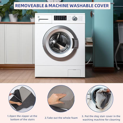 Pettycare Dog Stairs Ramp for High Beds and Couch 5 Steps,Grey