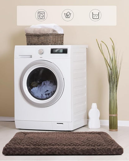 Washable Dog Bed Mat Reversible Dog Crate Pad Soft Fluffy Pet Kennel Beds Dog Sleeping Mattress for Large Jumbo Medium Small Dogs 35 x 22 Inch,