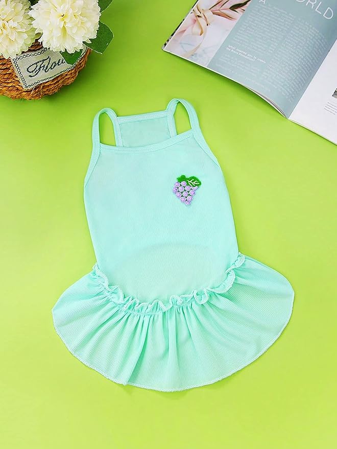 QWINEE Green Medium Pet Dress for Cat