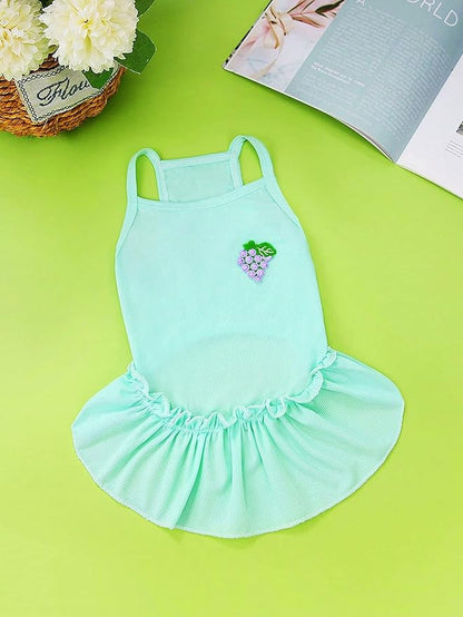 QWINEE Green Medium Pet Dress for Cat