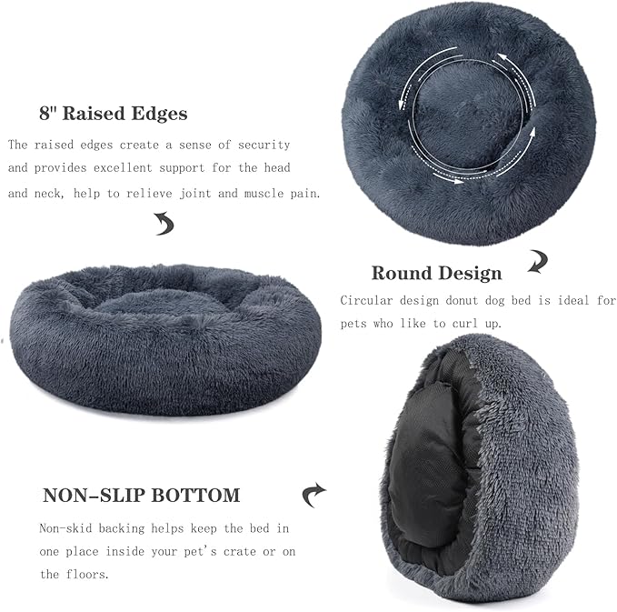Dog Beds for Extra Large Dogs Calming Dog Bed Washable Fluffy Anti-Anxiety Round Pet Bed 45 Inches Detachable Dog Bed