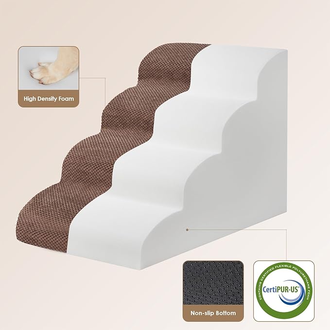 EHEYCIGA Curved Dog Stairs for High Beds 19.7" H 4-Step Dog