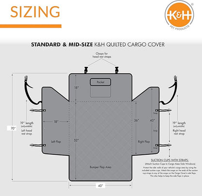 K&H Pet Products Quilted Cargo Cover Black Standard/Mid-Size 54 Inches