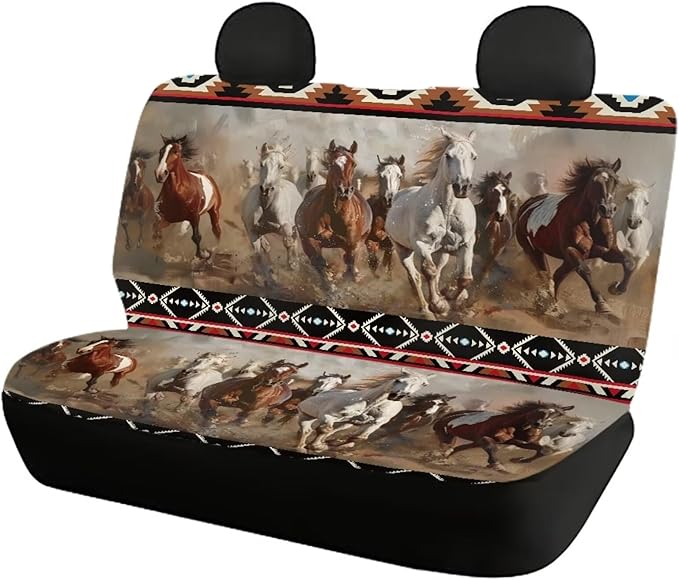 Horse Tribal Front Back Seat Cover Cute Seat