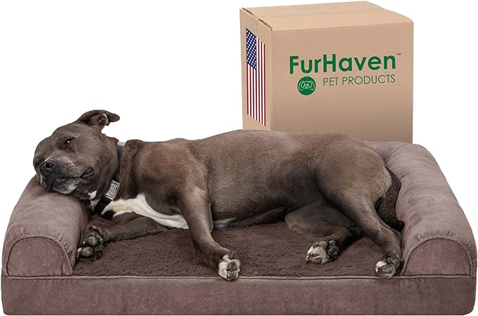 Furhaven Orthopedic Dog Bed for Large/Medium Dogs w/ Removable Bolsters & Washable Cover 55 lbs