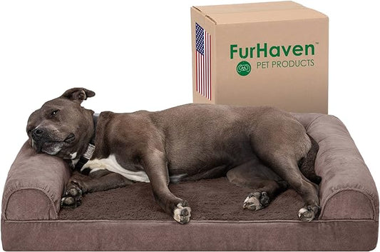 Furhaven Orthopedic Dog Bed for Large/Medium Dogs w/ Removable Bolsters & Washable Cover 55 lbs