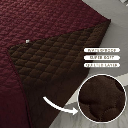 SPXTEX Dog Bed Cover Washable Pee Pads Dog Blankets for Puppy Large Dog Cat, Sofa Reversible Changing Pad Reusable 1 Piece（52"x82",Burgundy+Chocolate）