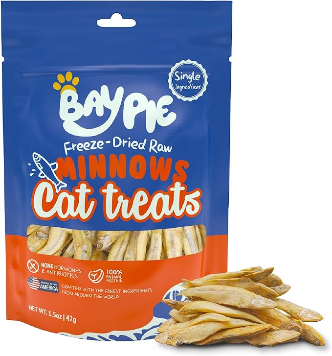 Freeze Dried Minnows for Cats & Dogs, Single Ingredient Dog Treats, Healthy, Natural Freeze Dried Cat Dog Treats-Made in USA (1.5 oz)