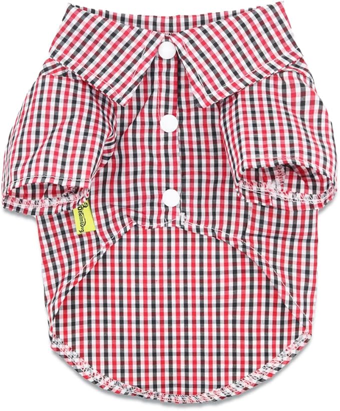 DroolingDog 3 Pack Plaid Dog Tee Shirt Puppy Button Up Shirts Polo T Shirts Small Dogs Clothes Breathable Summer T-Shirt