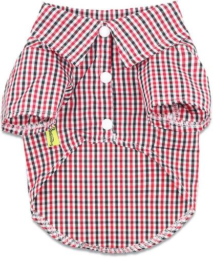 DroolingDog 3 Pack Plaid Dog Tee Shirt Puppy Button Up Shirts Polo T Shirts Small Dogs Clothes Breathable Summer T-Shirt