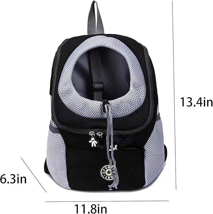 Pet Dog Carrier Backpack,Pet Carrier Front Backpack with Pockets for Hiking Camping, Head Out Breathable Travel Bag for Small Medium Dogs,Cats,Puppies(Small, Black)