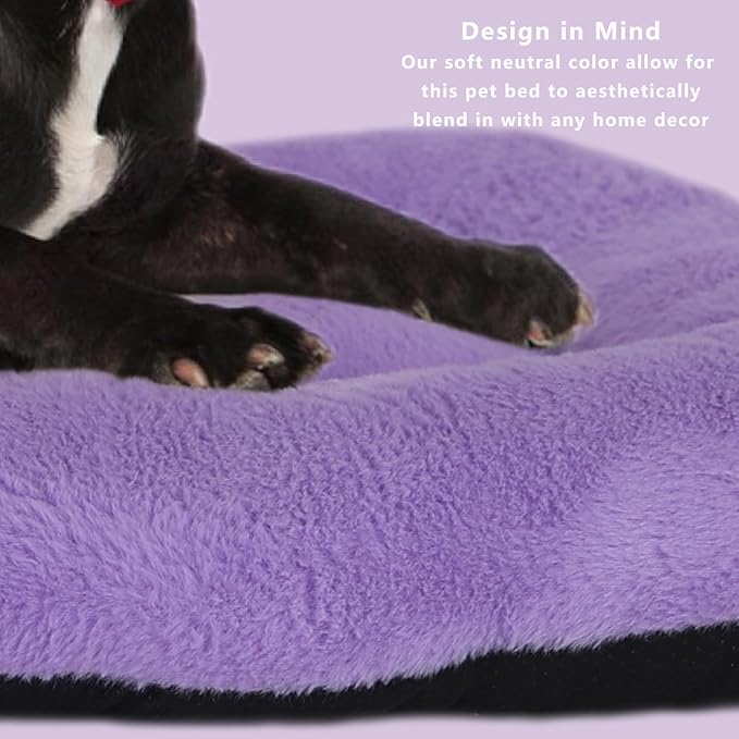 18x24 Dog Crate Bed Washable,Dog Crate Bed 24x18 Purple Fluffy Plush Calming Anti Anxiety Pet Bed for 25lb Dog,Small Dog Bed for Crate 24 Inch Luxury Faux Fur Soft Cozy Sleep with Anti-Slip Bottom