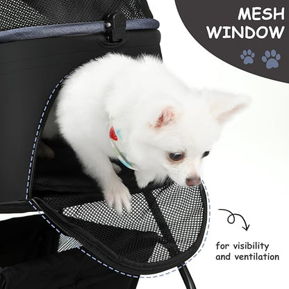 SWITTE Dog Stroller 3 in 1 Folding Pet Stroller 4 Wheels