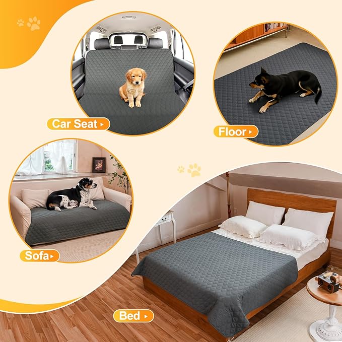 2 Pack Waterproof Dog Bed Cover Blanket Non Slip Couch Cover for Pets Small Dog Cat Kids Children Sofa Furniture Protector(38"×75", Dark Grey)