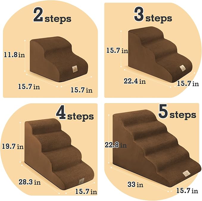 23-Inch Large Dog Stairs to High Beds, 5-Step Gentle Slope Dog Stairs for Couch Beds, Holds up to 70 lbs,Non-Slip Bottom Pet Ramp - Machine Washable,Gift 1 Lint Roller Set