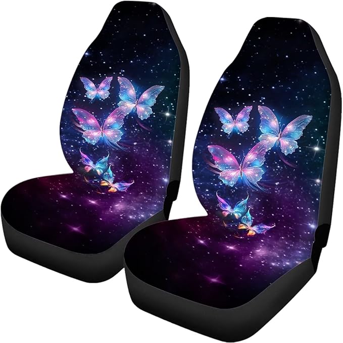 Glowing Butterfly Car Seat Cover Set Front and