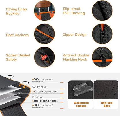 MEWMI&WANGW 5-in-1 Dog Car Seat Cover for Pets Back Seat 100% Waterproof