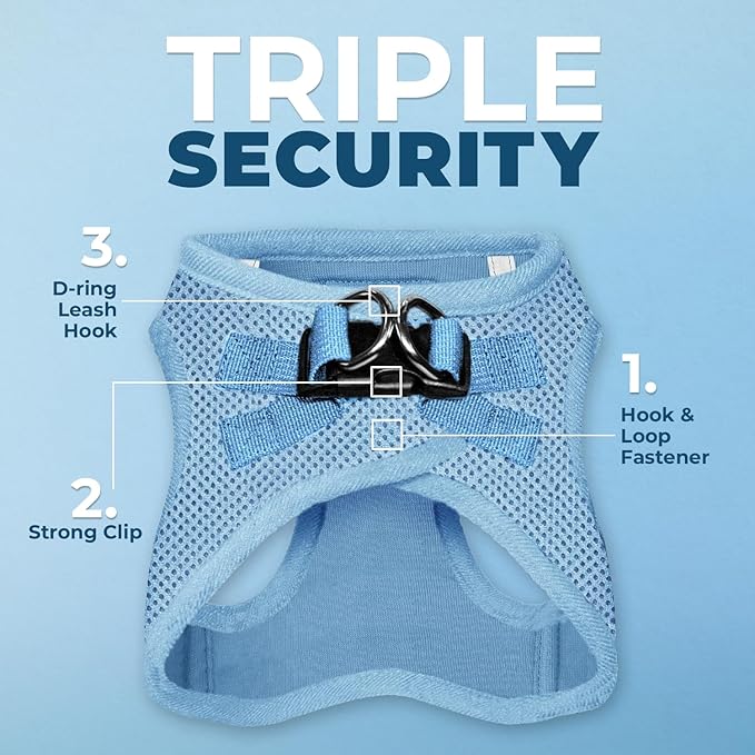 Voyager Step-in Air Dog Harness - All Weather Mesh Step in Vest Harness for Small and Medium Dogs by Best Pet Supplies - Harness (Baby Blue), XX-Small, 207-BBW-XXS