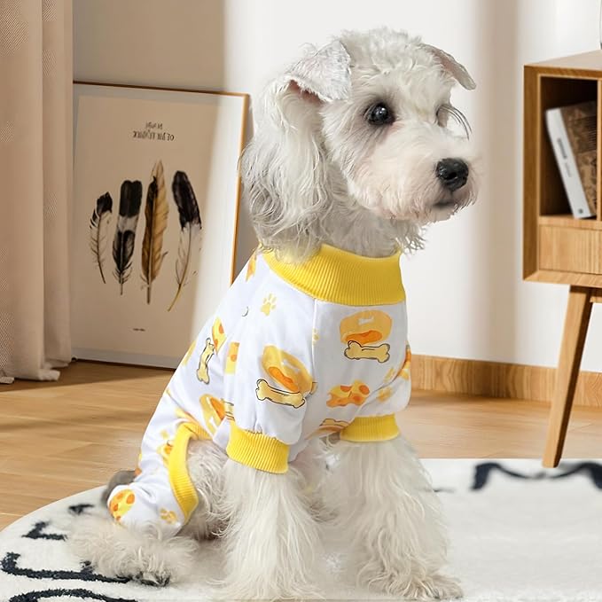 XPUDAC 4 Pack Dog Pajamas for Small Dogs, Dog Clothes for Dogs Boy Girl Strechy Soft Pet Jumpsuit, Cat Onesie (Medium)