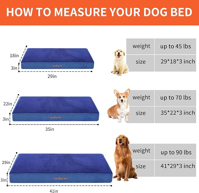 Large Dog Bed for Large Dogs 30 to 90 lbs(35x22x3