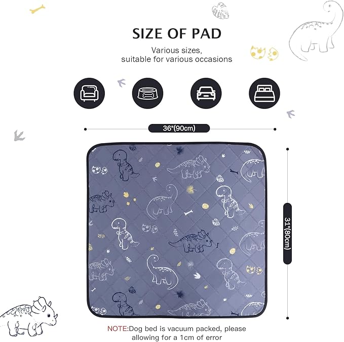 IEUUMLER Washable Pee Pads for Dogs 2 Pack EU007 (Gray 31"X36"-2pcs)