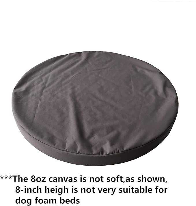 Canvas Round Dog Bed Cover Waterproof 36 Inch Grey