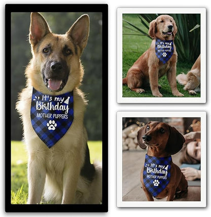 It's My Birthday Mother Puppers Blue Dog Bandana