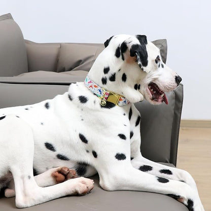 Dinosaur Summer Cotton Dog Collar with Metal Buckle