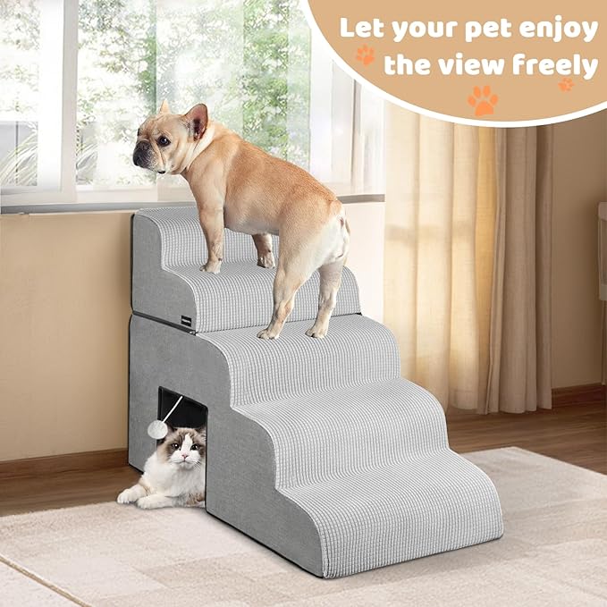 URPOWER Dog Stairs for Small Dogs 5-Step Detachable 28.8" H