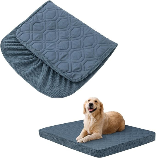 Dog Bed Covers Replacement Washable - Waterproof Dog Bed Covers Quilted, Water Absorbable Pet Puppy Bed Cover for Dog Cat, Cover Only 40Lx50Wx6H Inches Bluegrey