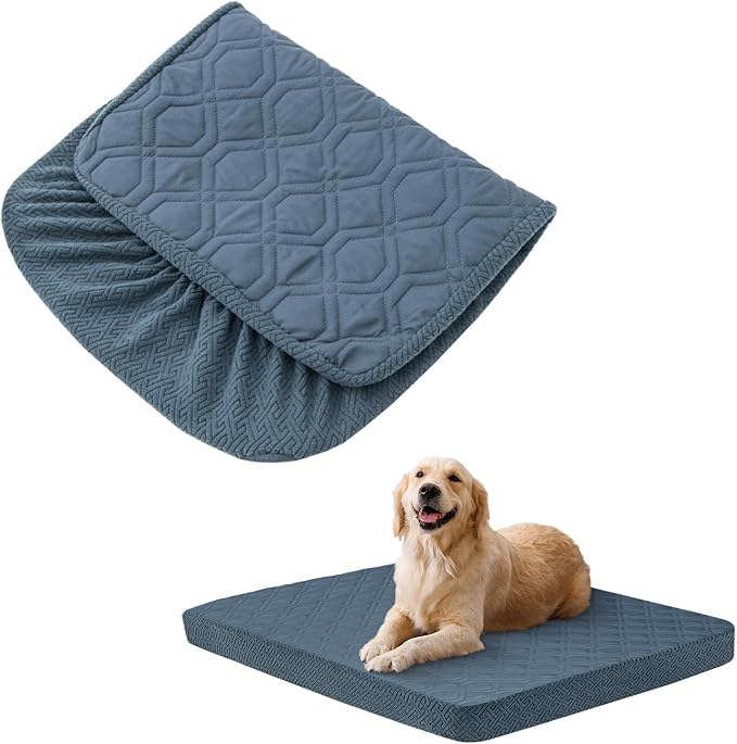 Dog Bed Covers Replacement Washable - Waterproof Dog Bed Covers Quilted, Water Absorbable Pet Puppy Bed Cover for Dog Cat, Cover Only 53Lx40Wx16H Inches PeacockGreen