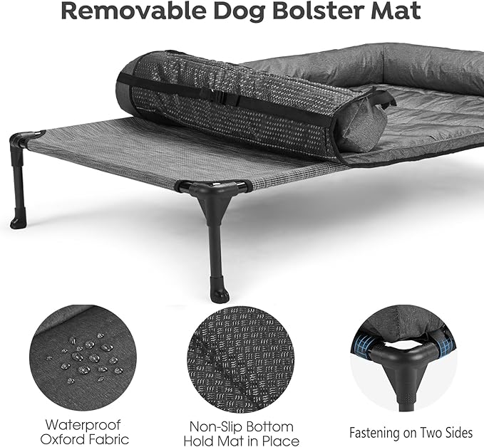 Veehoo Cooling Elevated Dog Bed + Waterproof Removable Pillow-Top Mat